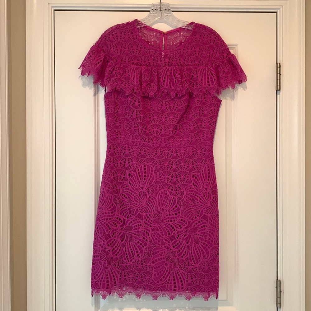 NWT Trina Turk Lace Copper Dress in Plum Rose and Size 8